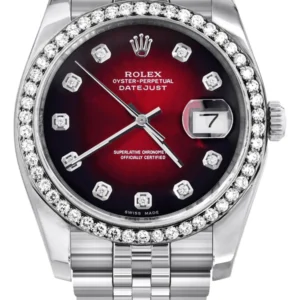 116200 | Hidden Clasp | Rolex Datejust Watch | 36Mm | Red Dial | Jubilee Band