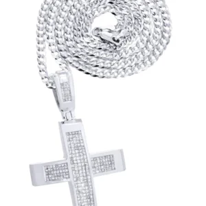 14 White Gold Diamond Cross Necklace | 10 Carats