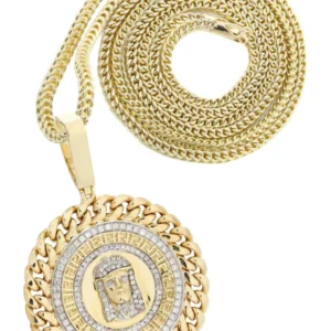 14 Yellow Gold Jesus Head Diamond Necklace| 1.59 Carats