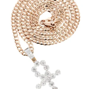 14K Rose Gold Ankh Diamond Necklace | 2.85 Carats