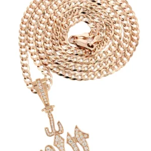 14K Rose Gold Diamond Allah Necklace | 1.25 Carats