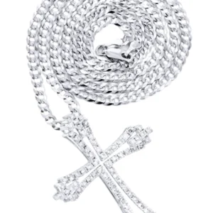 14K White Gold Diamond Cross Necklace | 1.08 Carats