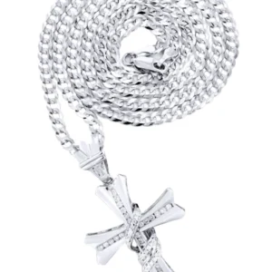 14K White Gold Diamond Cross Necklace | 0.46 Carats