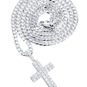 14K White Gold Diamond Cross Necklace | 2.57 Carats
