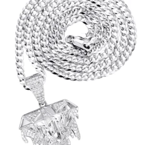 14K White Gold Diamond Drip Necklace | 1.85 Carats