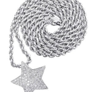 14K White Gold Diamond Star Necklace | 1.65 Carats