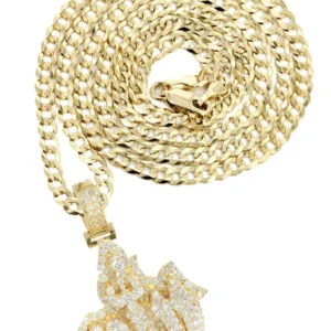 14K Yellow Gold Arabic Allah Diamond Necklace | 7 Carats
