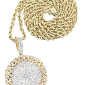 14K Yellow Gold Circle Diamond Necklace Diamond Necklace | 4.17 Carats