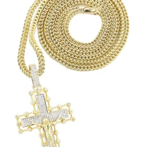 14K Yellow Gold Cross Diamond Necklace | 2.65 Carats