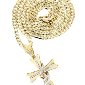 14K Yellow Gold Diamond Cross Necklace | 0.44 Carats