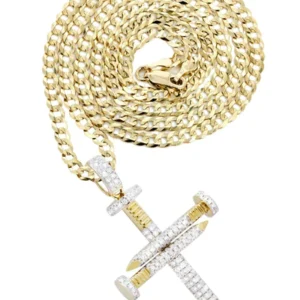 14K Yellow Gold Diamond Cross Necklace | 0.82 Carats