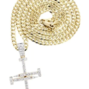 14K Yellow Gold Diamond Cross Necklace | 0.59 Carats