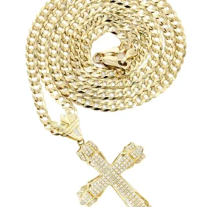 14K Yellow Gold Diamond Cross Necklace | 0.69 Carats