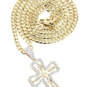 14K Yellow Gold Diamond Cross Necklace | 0.66 Carats