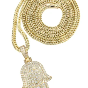 14K Yellow Gold Diamond Hamsa Necklace | 2.5 Carats