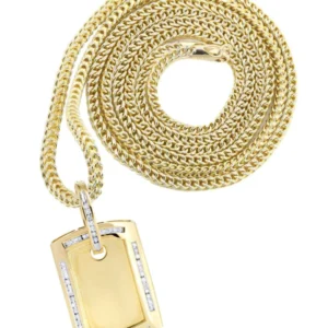 14K Yellow Gold Dog Tag Diamond Necklace | 0.67 Carats