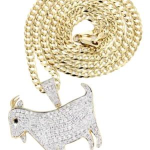 14K Yellow Gold Goat Diamond Necklace | 2.44 Carats