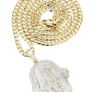14K Yellow Gold Hamsa Diamond Necklace | 2.36 Carats