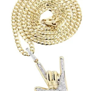 14K Yellow Gold Hand Diamond Necklace | 0.46 Carats