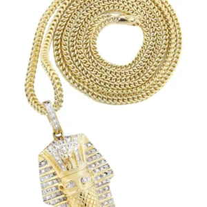 14K Yellow Gold Masked Pharaoh Diamond Necklace | 0.35 Carats