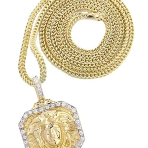 14K Yellow Gold Medusa Diamond Necklace | 0.48 Carats