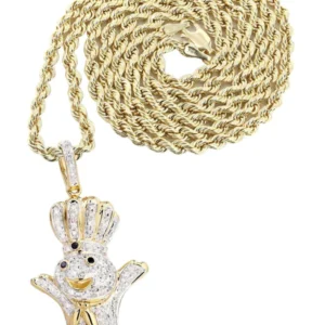 14K Yellow Gold Pillsbury Boy Diamond Necklace | 0.79 Carats