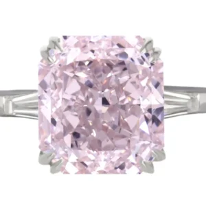 2 Carat Fancy Pink Radiant Cut Diamond Platinum Ring I FLAWLESS GIA Certified