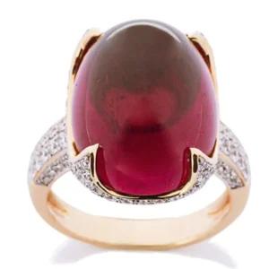 Alex Jona Rubelite Tourmaline White Diamond 18 Karat White Yellow Gold Ring