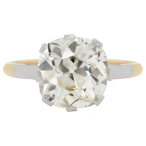 Antique 3.42 Carat Old Cushion Cut Diamond Engagement Ring, circa 1910
