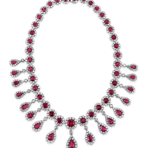 Antique Burma Ruby and Diamond Necklace