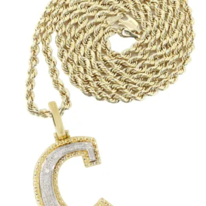 Diamond 10K Yellow Gold Letter "C" Necklace | Appx. 13 Grams