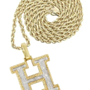 Diamond 10K Yellow Gold Letter "H" Necklace | Appx. 14.8 Grams