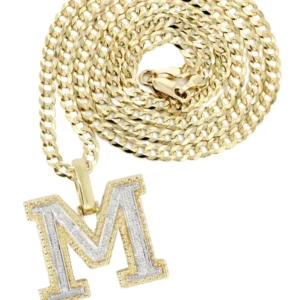 Diamond 10K Yellow Gold Letter "M" Necklace | Appx. 16.7 Grams