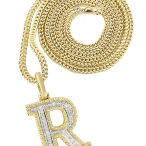 Diamond 10K Yellow Gold Letter "R" Necklace | Appx. 14.3 Grams