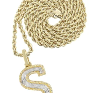 Diamond 10K Yellow Gold Letter "S" Necklace | Appx. 13.5 Grams