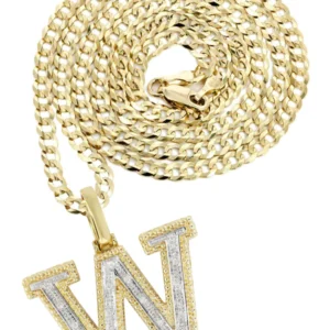 Diamond 10K Yellow Gold Letter "W" Necklace | Appx. 16 Grams