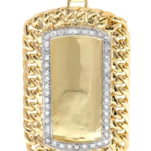 Diamond Dog Tag Pendant | 1.68 Carats| 26.54 Grams