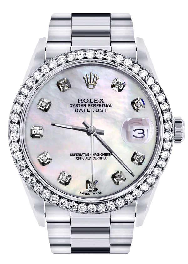 Diamond-Mens-Rolex-Datejust-Watch-16200-36Mm-White-Mother-Of-Pearl-Dial-Oyster-Band-1.webp