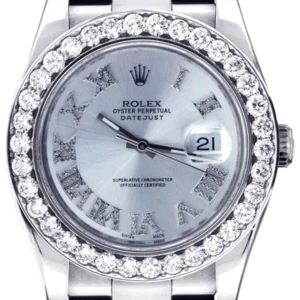 Diamond Rolex Datejust | Stainless Steel | Diamond Silver Roman Numeral Dial | 36 MM