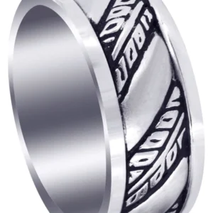 Fancy Carved Hand Engraved Diamond Mens Wedding Band | Satin Finish (Devin)