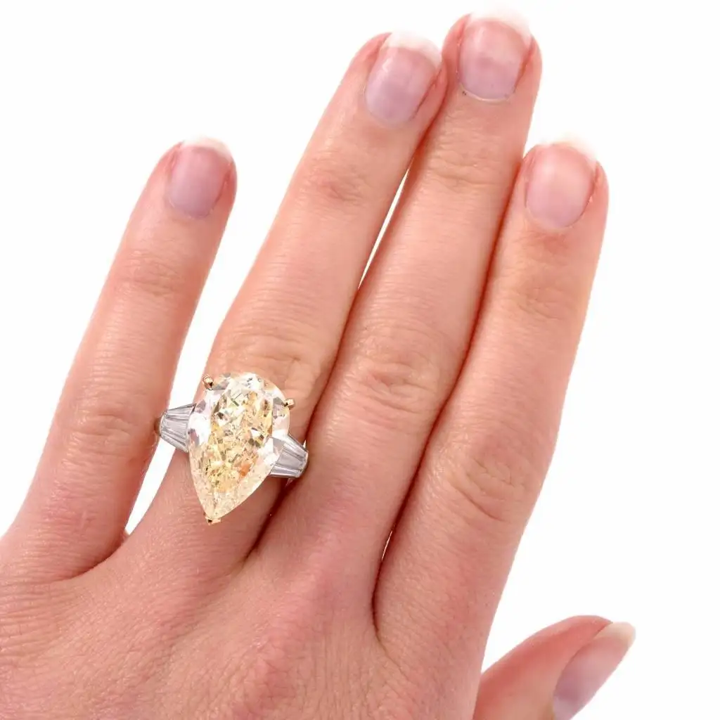 GIA-13.41-Carat-Natural-Fancy-Pear-Diamond-with-Baguette-Platinum-and-Gold-Ring-7.webp