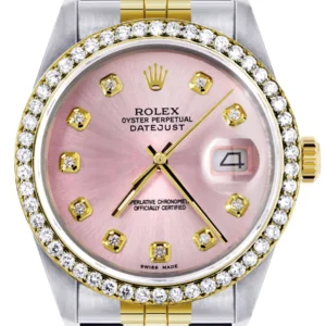 Gold Rolex Datejust Watch 16233 for Men | 36Mm | Pink Dial | Jubilee Band