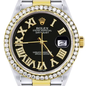 Gold & Steel Rolex Datejust Watch 16233 for Men | 36Mm | Black Roman Dial | Oyster Band