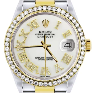 Gold & Steel Rolex Datejust Watch 16233 for Men | 36Mm | White Roman Dial | Oyster Band
