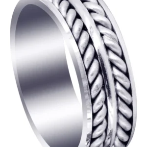 Hand Woven Mens Engagement Ring | Cross Satin Finish (Erick)