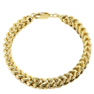 Hollow Mens Franco Bracelet 10K Yellow Gold