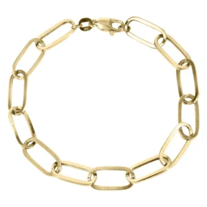 Hollow Paper Clip Yellow Gold Bracelet 10K & 14K