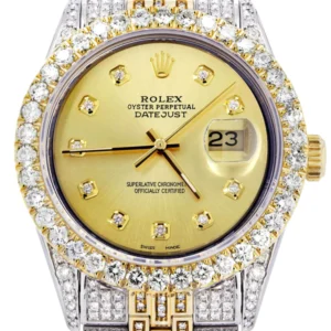 Iced Out Rolex Datejust 36 MM | Two Tone | 10 Carats of Diamonds | Gold Diamond Dial