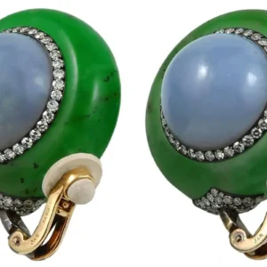 JAR Chrysophrase Chalcedony Earclips