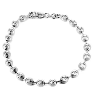 Mens Dog Tag Bracelet 10K White Gold
